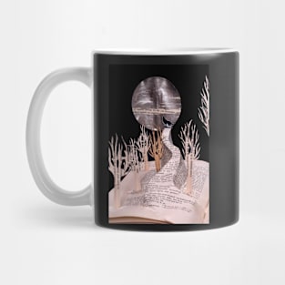 Wolf Howling at the Moon book art Mug